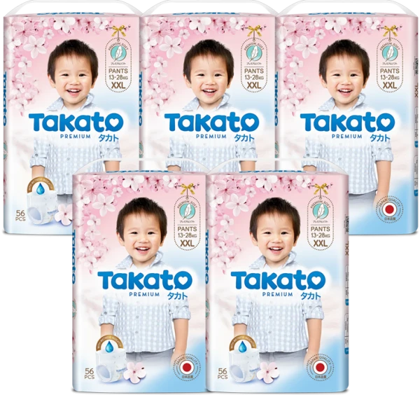 Combo 5 Tã quần Takato siêu mềm mại (XXL, 56 miếng)