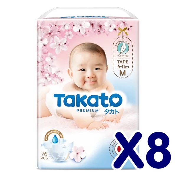 Combo 8 Tã dán Takato siêu mềm mại ( M, 76 miếng)