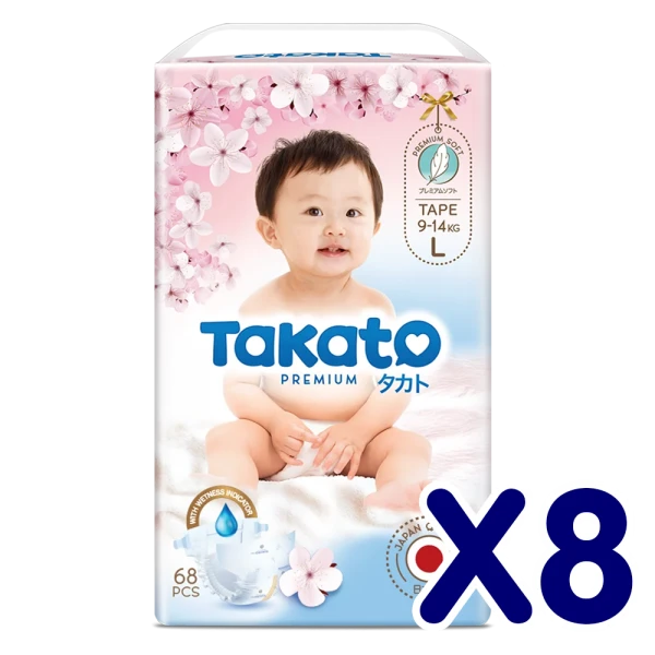 Combo 8 Tã dán Takato siêu mềm mại (L, 68 miếng)