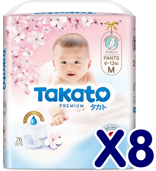 Combo 8 Tã quần Takato siêu mềm mại (M, 76 miếng)