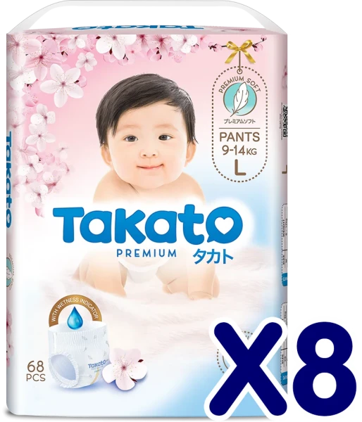 Combo 8 Tã quần Takato siêu mềm mại (L, 68 miếng)