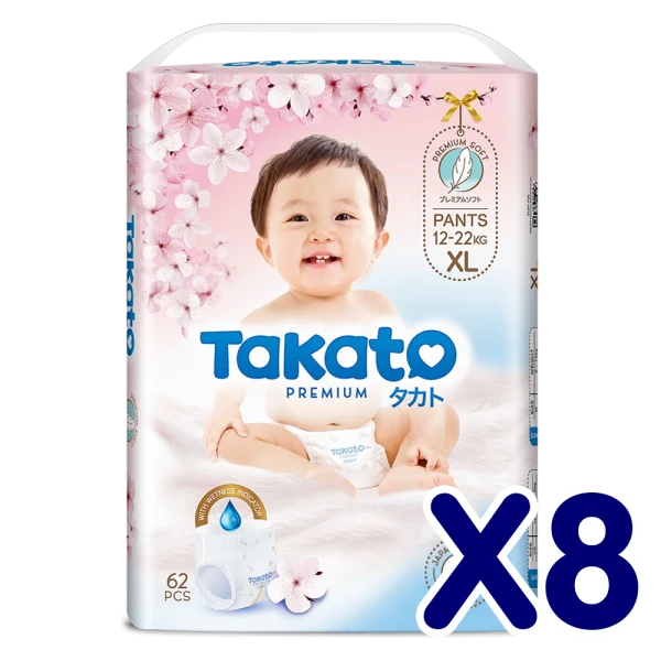 Combo 8 Tã quần Takato siêu mềm mại (XL, 62 miếng)