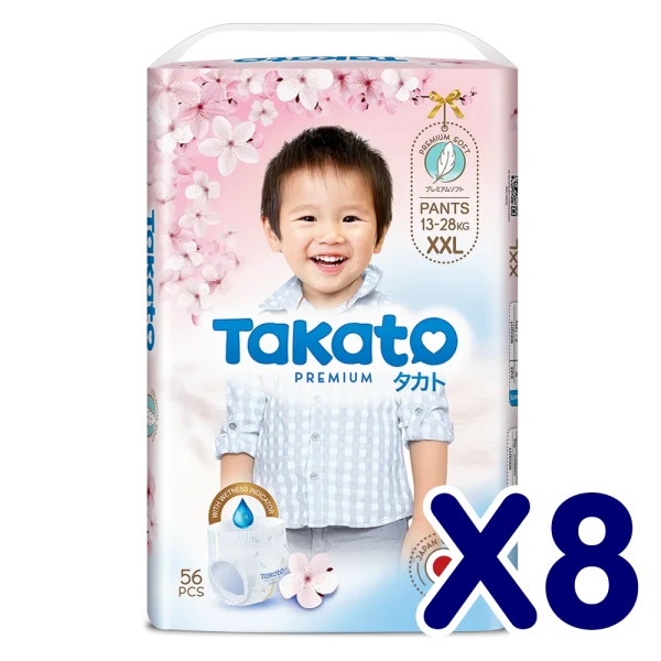 Combo 8 Tã quần Takato siêu mềm mại (XXL, 56 miếng)