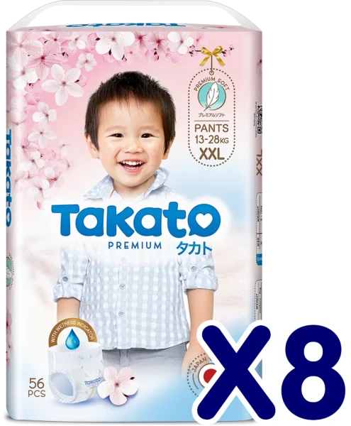 Combo 8 Tã quần Takato siêu mềm mại (XXL, 56 miếng)