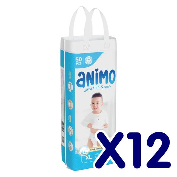 Combo 12 Tã Quần Animo Siêu Mềm Thoáng (XL, 50 miếng)