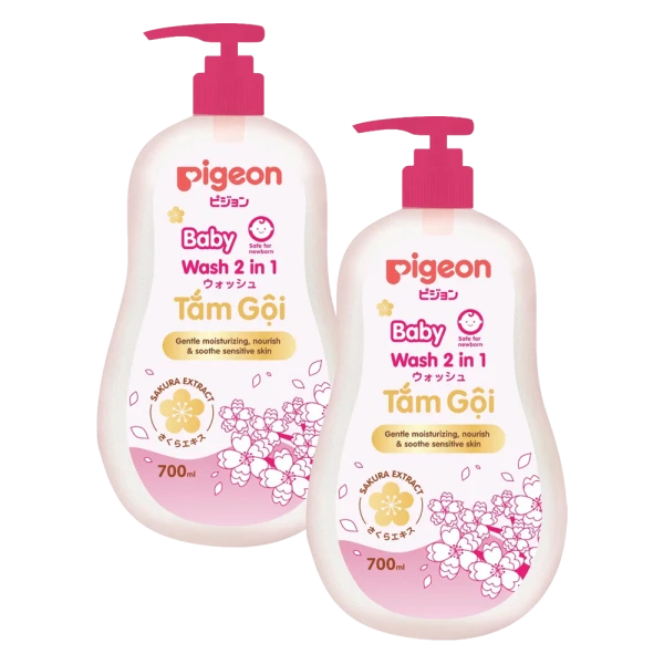 Combo 2 Sữa tắm gội cho bé dịu nhẹ 2in1 Sakura Pigeon 700ml