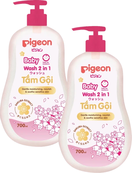 Combo 2 Sữa tắm gội cho bé dịu nhẹ 2in1 Sakura Pigeon 700ml