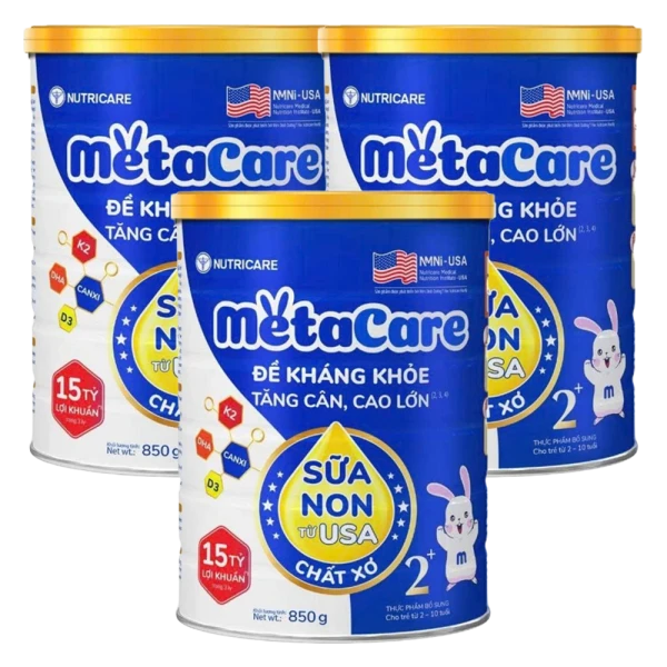 Combo 3 lon SPDD công thức Metacare 2+ 850g (Xanh)