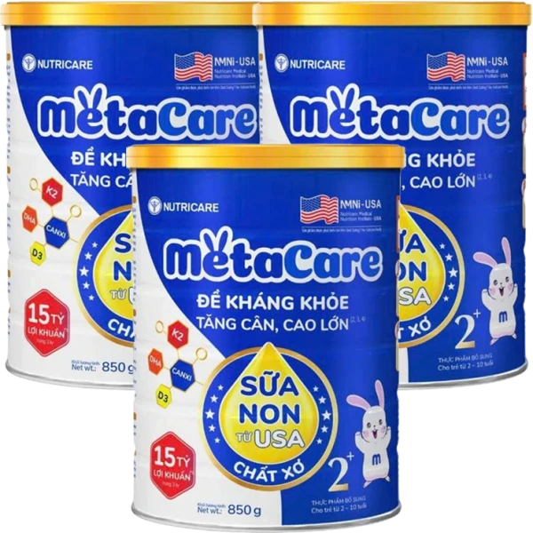 Combo 3 lon SPDD công thức Metacare 2+ 850g (Xanh)