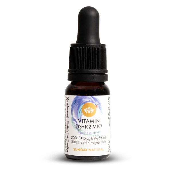 Thực phẩm bảo vệ sức khỏe VITAMIN D3 + K2 MK7 200 IE + 15µg Baby&Kind Sunday Natural