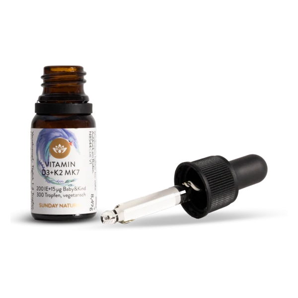 Thực phẩm bảo vệ sức khỏe VITAMIN D3 + K2 MK7 200 IE + 15µg Baby&Kind Sunday Natural