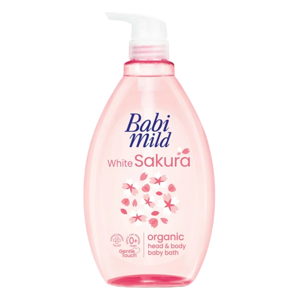 Sữa tắm gội toàn thân trẻ em Babi Mild White Sakura 800ml