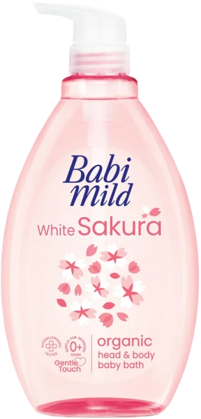 Sữa tắm gội toàn thân trẻ em Babi Mild White Sakura 800ml