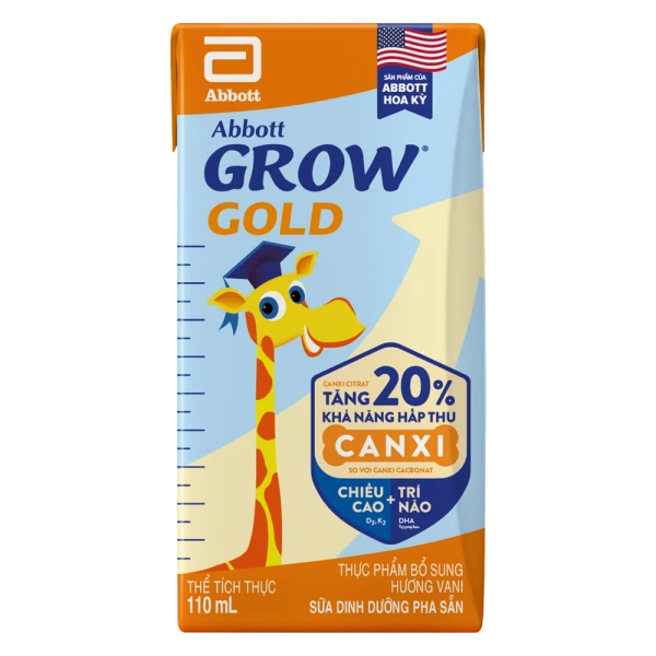 1 thùng Abbott Grow Gold hương vani 110ML - Lốc 4 (new)