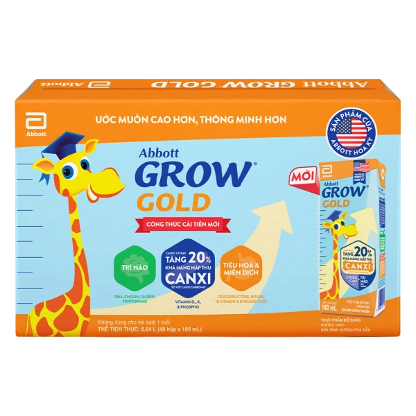 Abbott Grow Gold hương vani 180ML - Lốc 4 (New)
