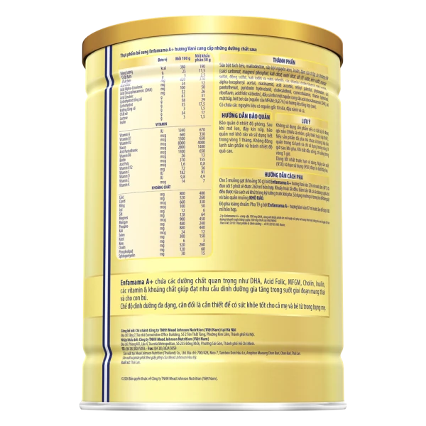 Thực phẩm bổ sung Enfamama A+ hương vani cho mẹ mang thai và cho con bú (830g)