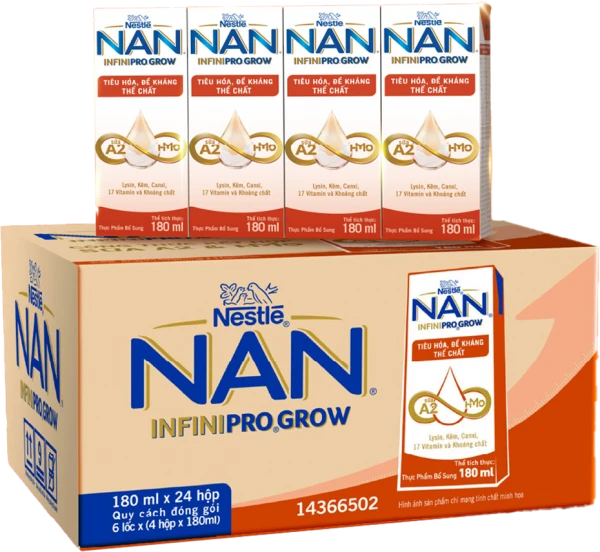 1 thùng Thực phẩm bổ sung NESTLE NAN INFINIPRO GROW 6(4x180ml)