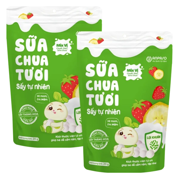 Combo 2 Sữa chua tươi sấy tự nhiên mix vị Anpaso 20g
