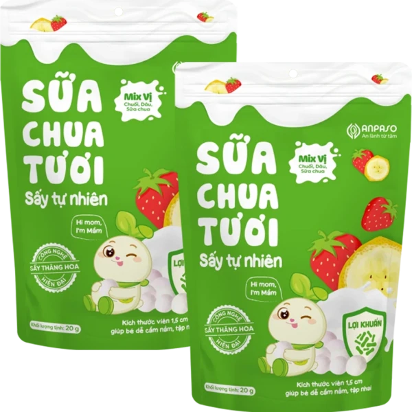 Combo 2 Sữa chua tươi sấy tự nhiên mix vị Anpaso 20g