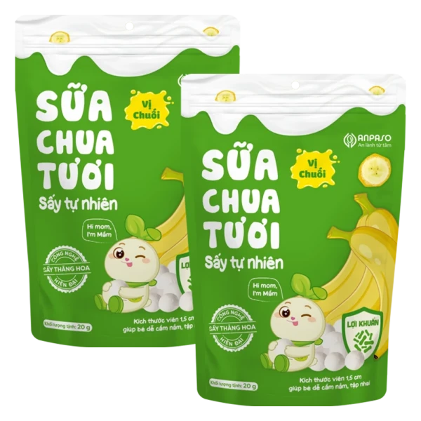 Combo 2 Sữa chua tươi sấy tự nhiên vị chuối Anpaso 20g