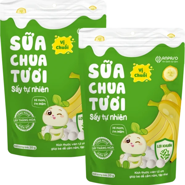 Combo 2 Sữa chua tươi sấy tự nhiên vị chuối Anpaso 20g