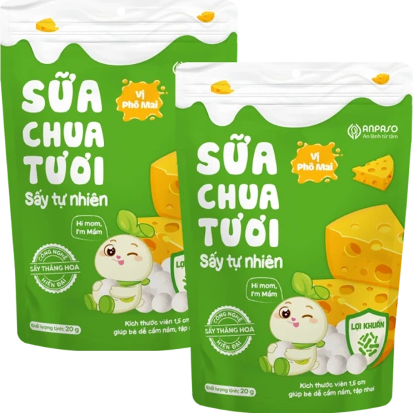 Combo 2 Sữa chua tươi sấy tự nhiên vị phô mai Anpaso 20g