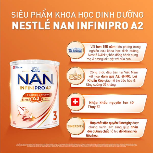 SPDDCT Nestlé NAN InfiniPro A2 3 800g (2-6 tuổi) (6HMO)