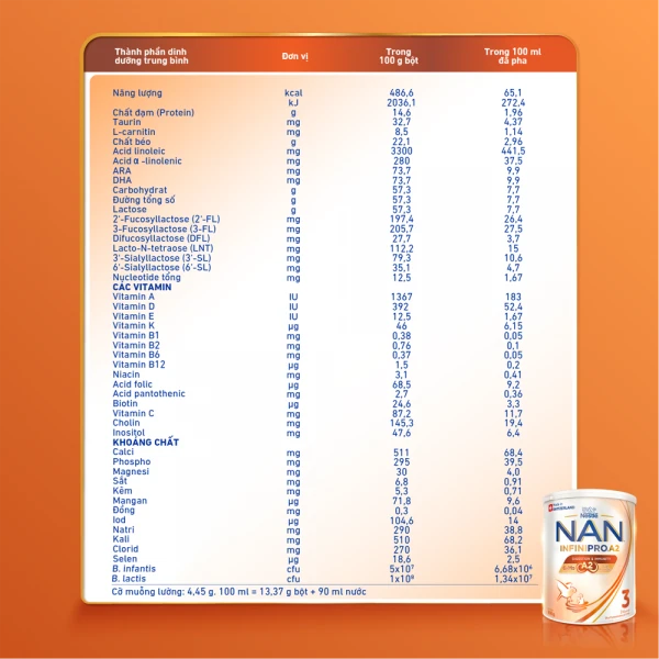 SPDDCT Nestlé NAN InfiniPro A2 3 800g (2-6 tuổi) (6HMO)