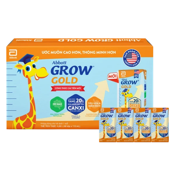 1 thùng Abbott Grow Gold hương vani 110ML - Lốc 4 (new)