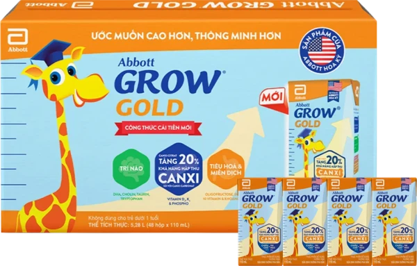 1 thùng Abbott Grow Gold hương vani 110ML - Lốc 4 (new)