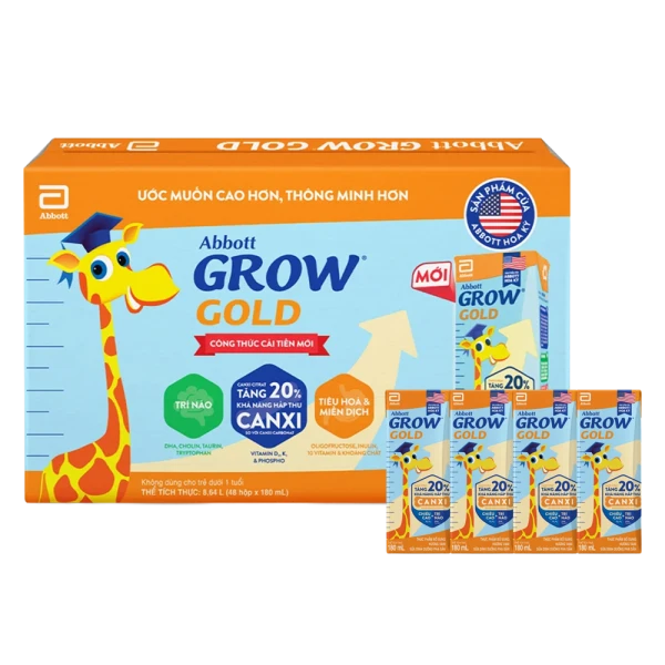 1 thùng Abbott Grow Gold hương vani 180ML - Lốc 4 (New)