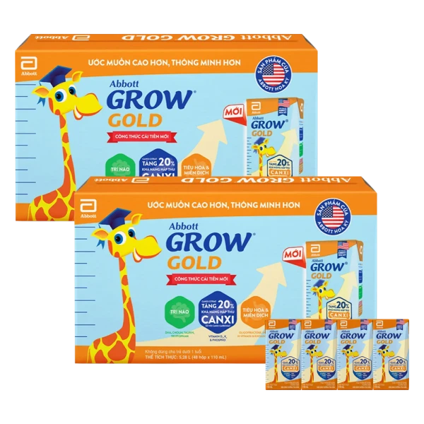 Combo 2 thùng Abbott Grow Gold hương vani 110ML - Lốc 4 (new)