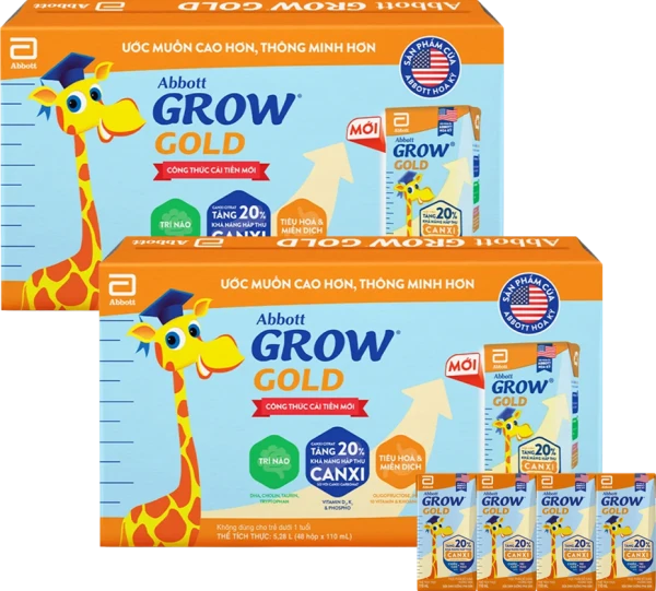 Combo 2 thùng Abbott Grow Gold hương vani 110ML - Lốc 4 (new)