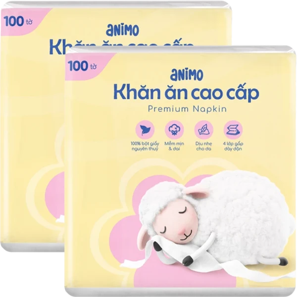 Combo 2 Khăn ăn cao cấp Animo (100 tờ)