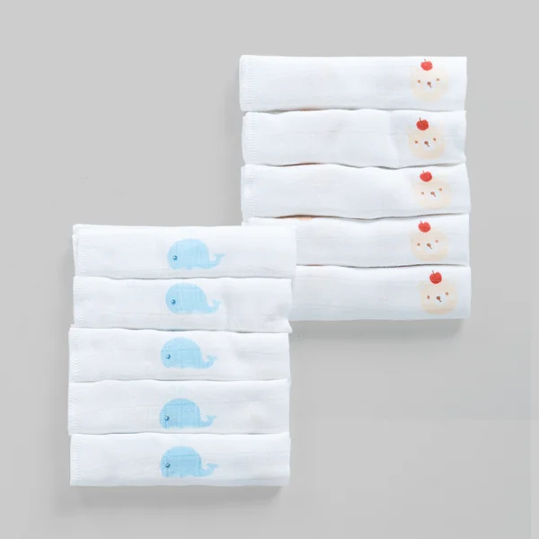 Khăn gạc 100% sợi tre HM9X Animo T2411_PP001 (25x25cm,5 cái, Giao mẫu ngẫu nhiên)