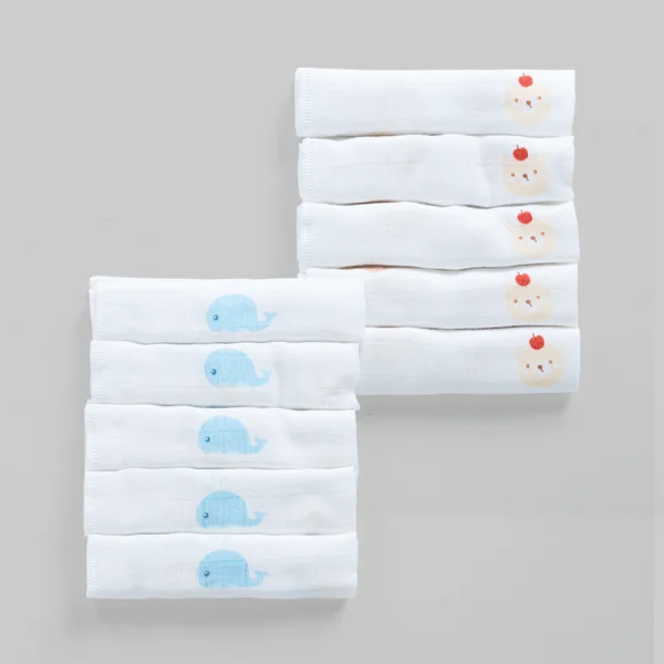 Khăn gạc 100% sợi tre HM9X Animo T2411_PP001 (25x25cm,5 cái, Giao mẫu ngẫu nhiên)
