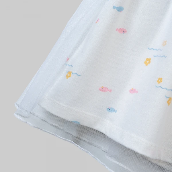 Đầm bé gái Animo SU26 TX0526087 (1Y-6Y,Xanh-Trắng)