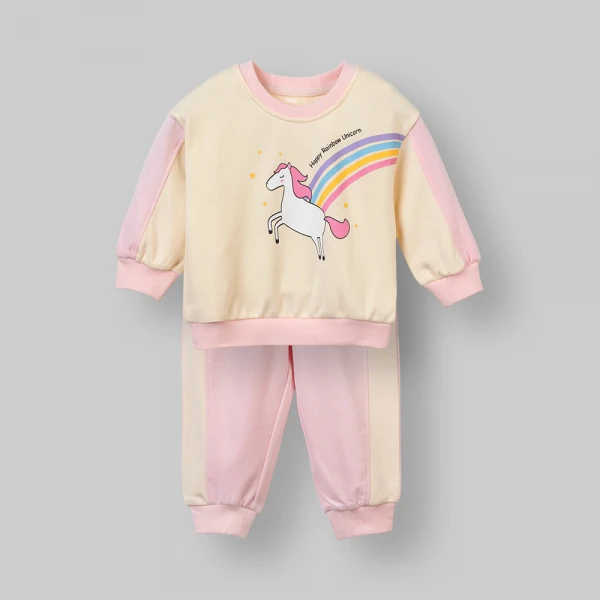 Bộ đông bé gái dài Animo FW26 ST0626064 (1Y-4Y,Kem-hồng)