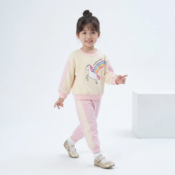 Bộ đông bé gái dài Animo FW26 ST0626064 (1Y-4Y,Kem-hồng)