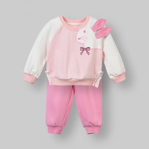 Bộ đông bé gái dài Animo FW26 ST0726033 (1Y-4Y,Hồng-Trắng)