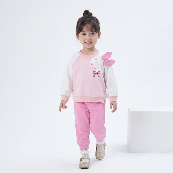 Bộ đông bé gái dài Animo FW26 ST0726033 (1Y-4Y,Hồng-Trắng)