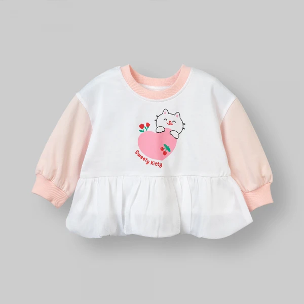 Bộ đông bé gái dài Animo FW26 ST0726035 (1Y-4Y,Trắng-Hồng)