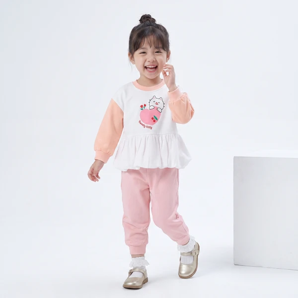 Bộ đông bé gái dài Animo FW26 ST0726035 (1Y-4Y,Trắng-Hồng)