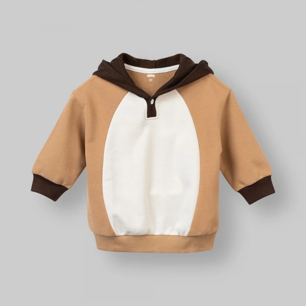 Bộ đông bé trai dài có nón Animo Gấu nâu FW26 ST0626059 (1-4Y, Kem-Nâu đậm)