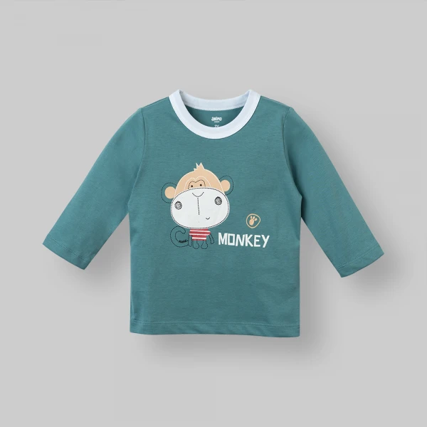 Bộ bé trai dài Animo Easy SU26 HN0726023 (1-4Y,Lá-Trắng)