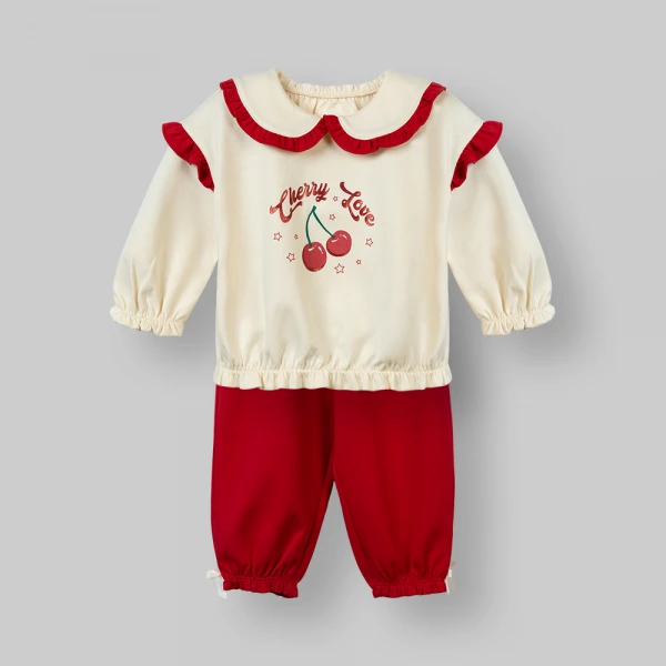 Bộ đông bé gái dài Animo noel FW26 LU0726028 (1Y-4Y,Kem-Đỏ)