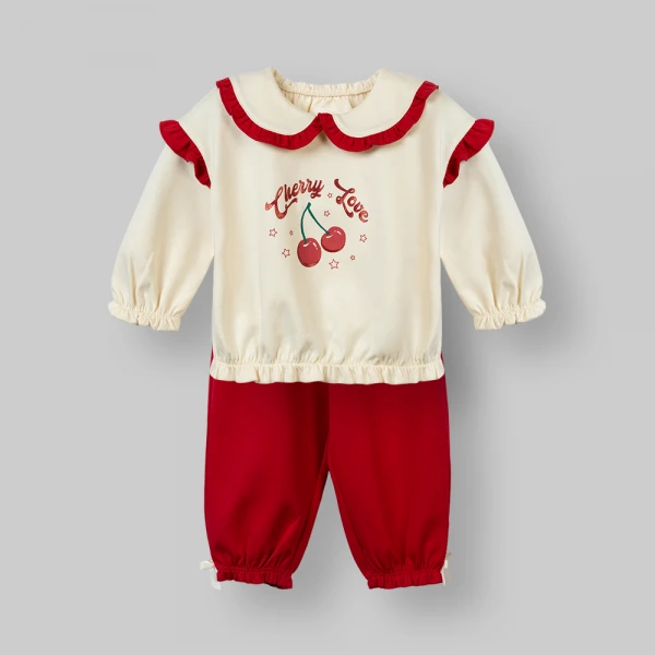 Bộ đông bé gái dài Animo noel FW26 LU0726028 (1Y-4Y,Kem-Đỏ)