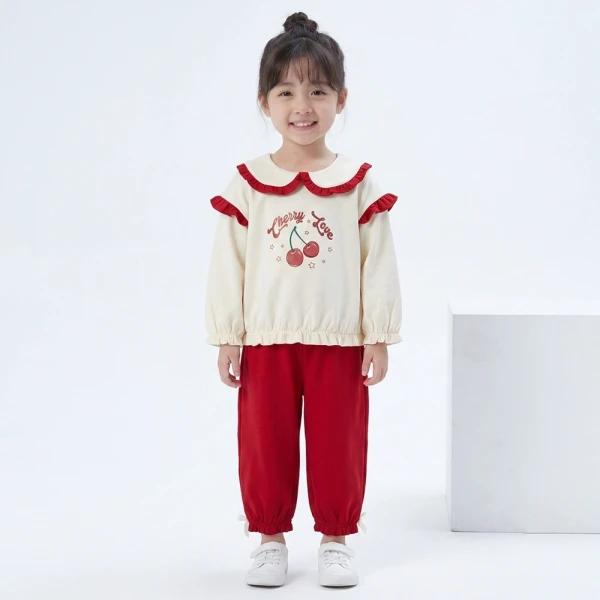 Bộ đông bé gái dài Animo noel FW26 LU0726028 (1Y-4Y,Kem-Đỏ)