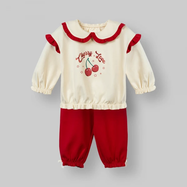 Bộ đông bé gái dài Animo noel FW26 LU0726028 (1Y-4Y,Kem-Đỏ)