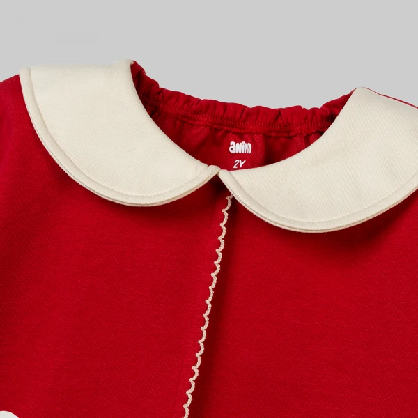 Bộ đông bé gái dài Animo noel FW26 LU0726029 (1Y-4Y,Đỏ-Kem)